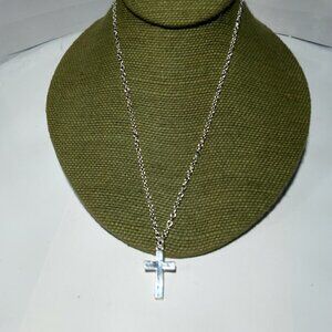 Women`s silver tone cross christian catholic neckl